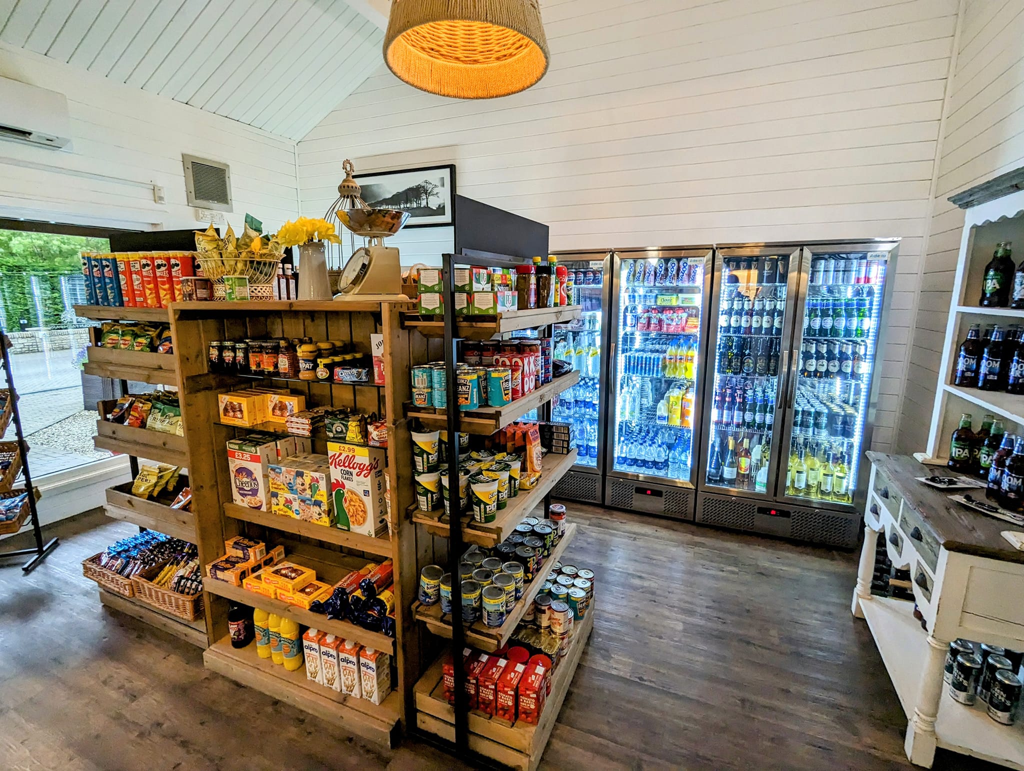 Well-stocked on-site shop at Reception