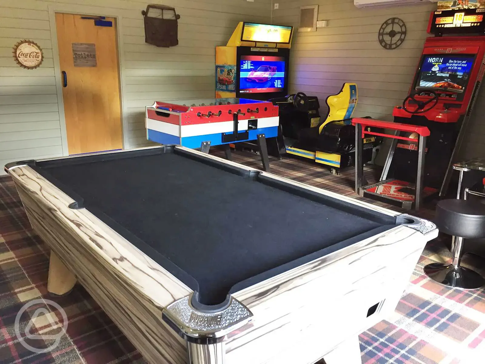 Games room with arcade, pool and table football